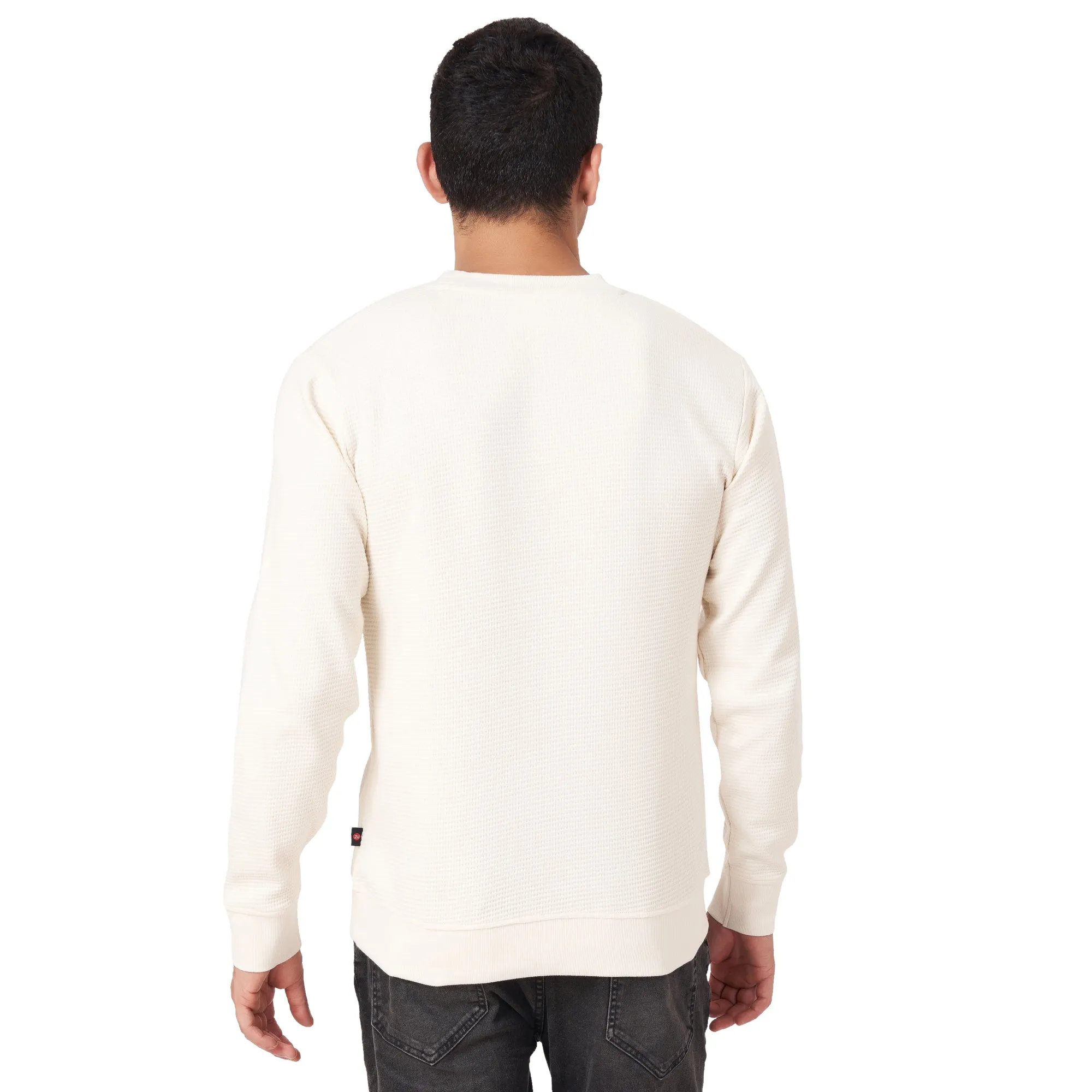 100% Cotton Waffle Knit Full Sleeve Round Neck Sweatshirt