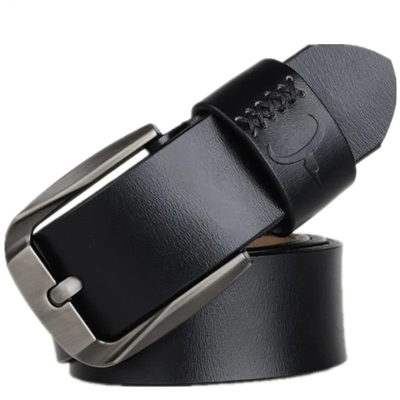 130cm Vintage Style Pin Buckle Cow Genuine Leather Belts for Men