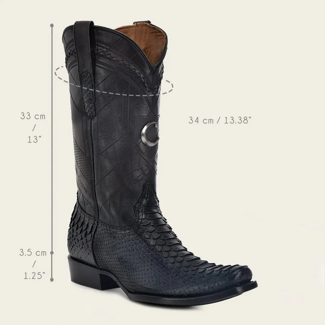 1J2FPH - Cuadra blue dress cowboy python leather boots for men