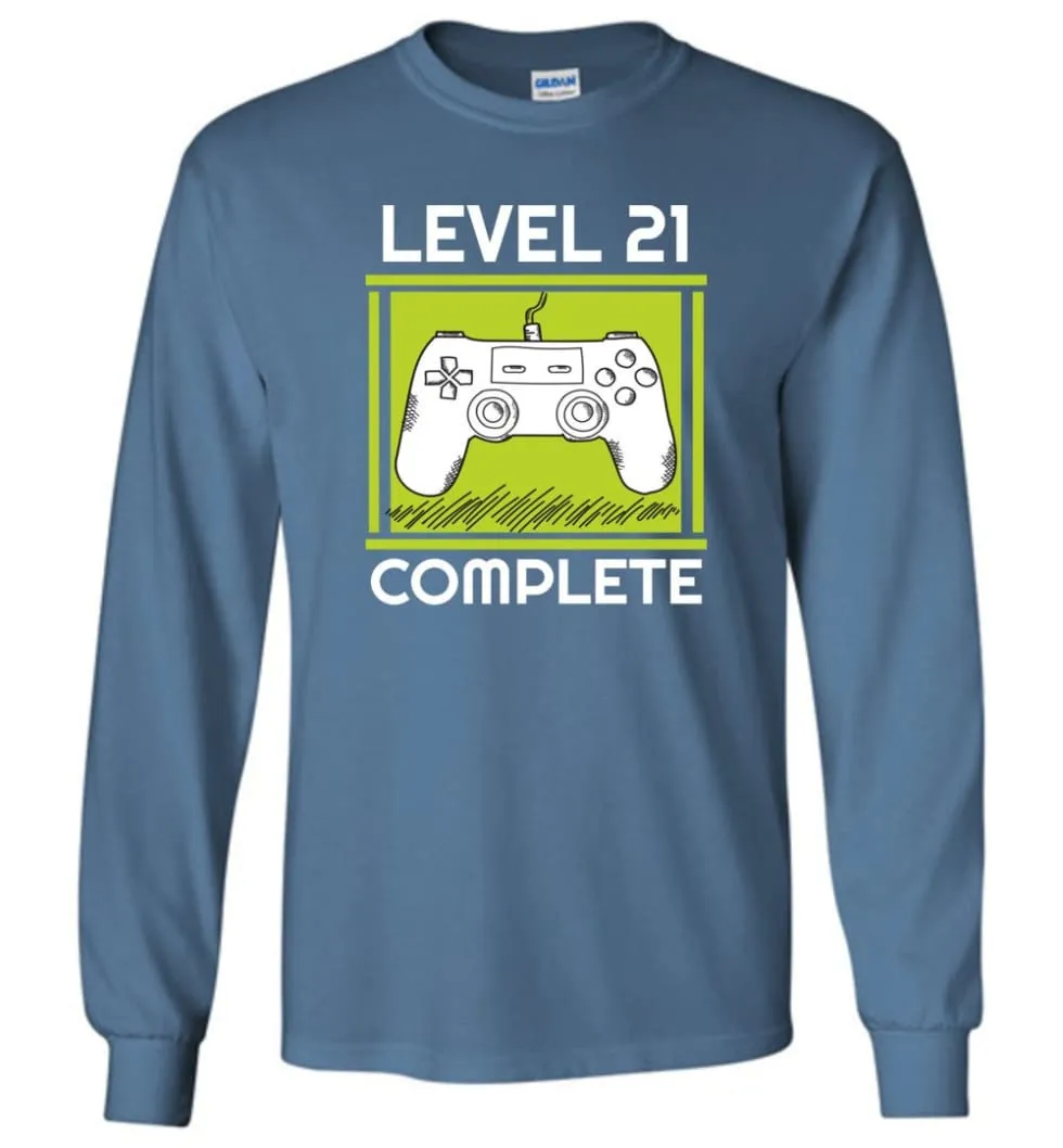 21st Birthday Gift for Gamer Level 21 Complete Long Sleeve T-Shirt