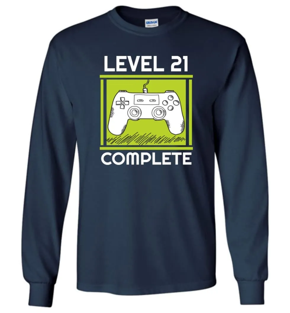 21st Birthday Gift for Gamer Level 21 Complete Long Sleeve T-Shirt