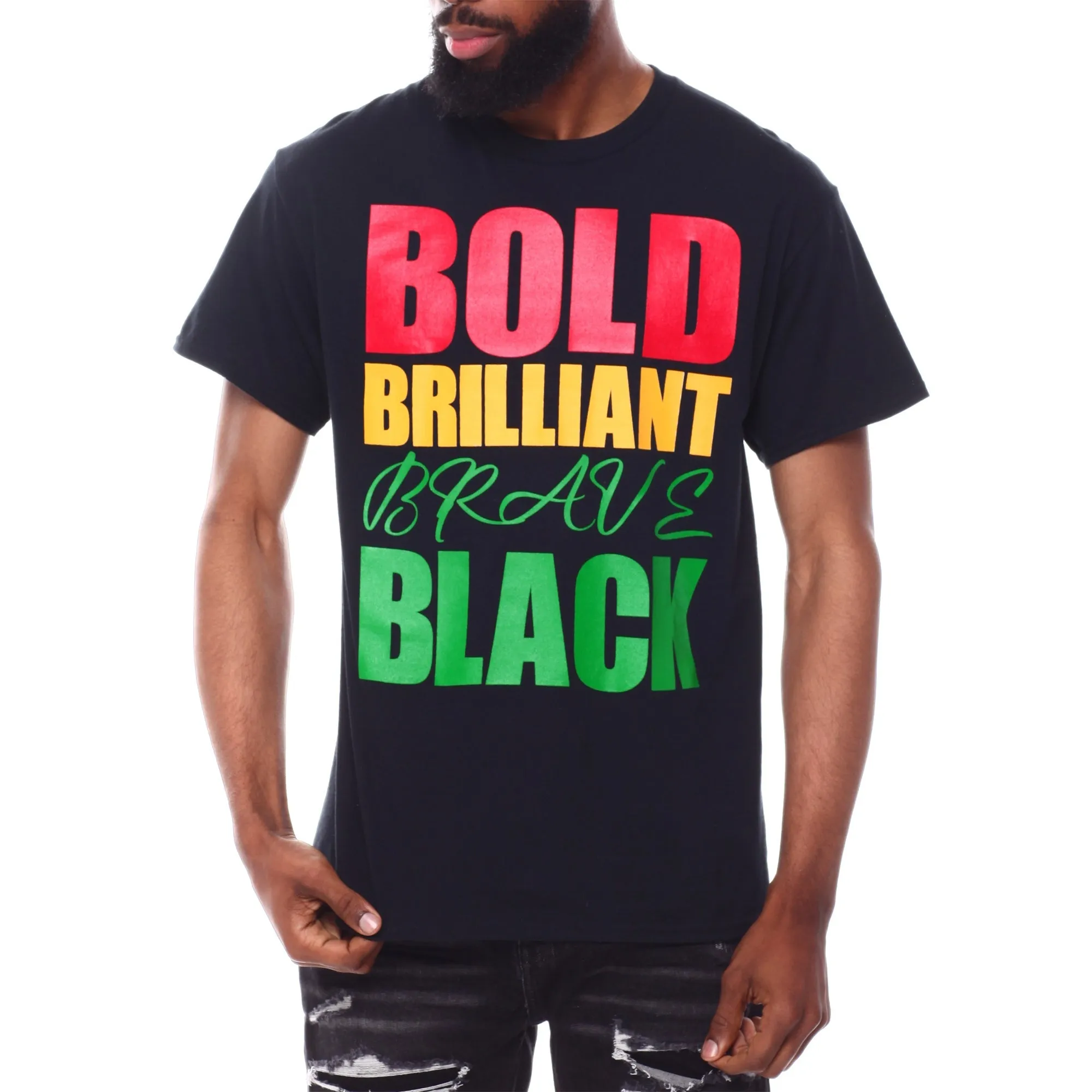 3Forty Inc Men Bold Brilliant Brave T-Shirt (Black)