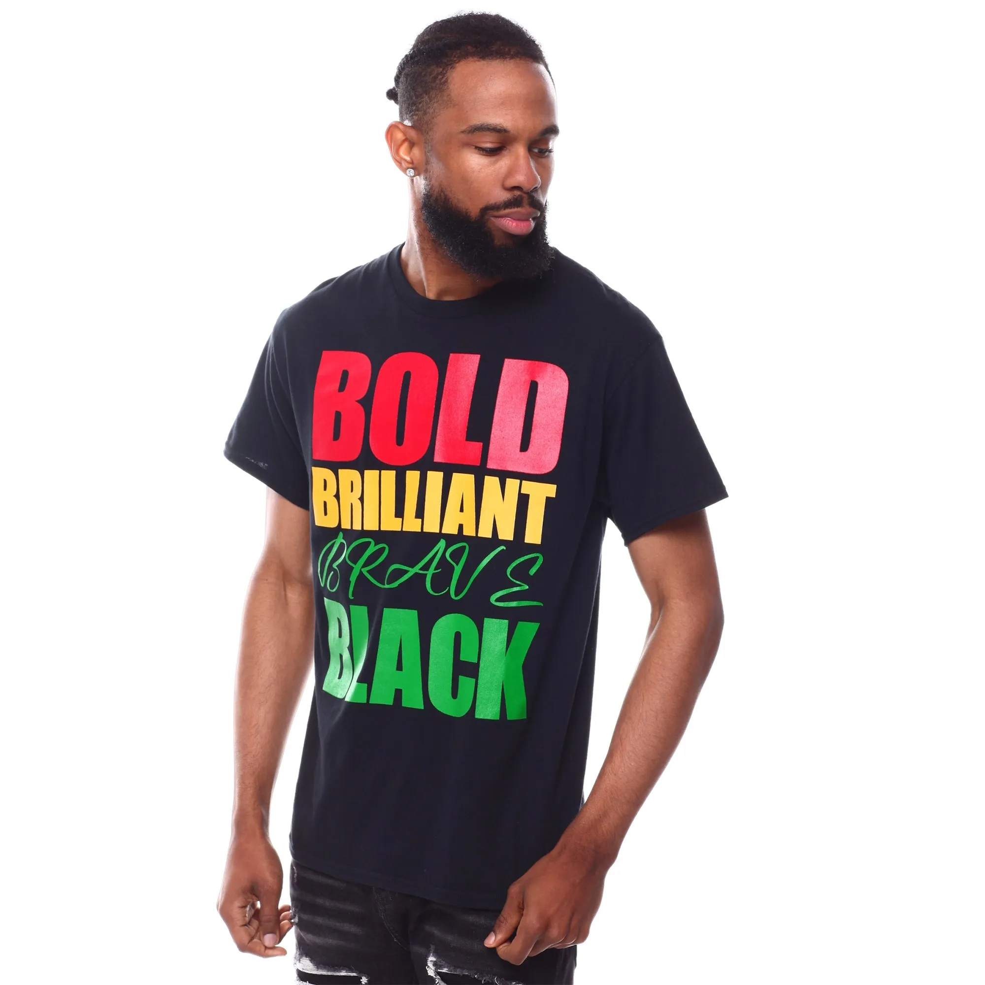 3Forty Inc Men Bold Brilliant Brave T-Shirt (Black)