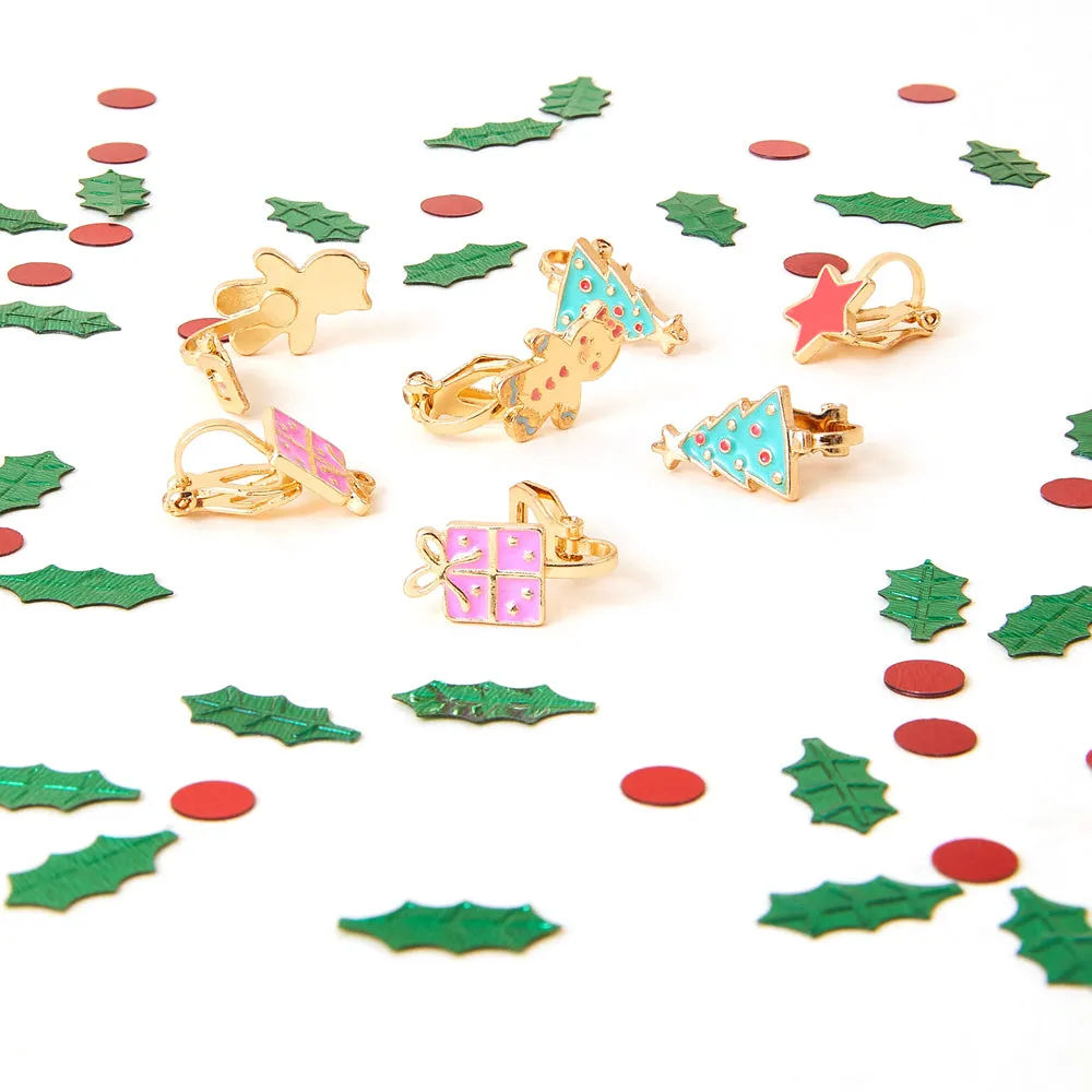 Accessorize London Girl's Rad Christmas Clip On Earring Set Of 4