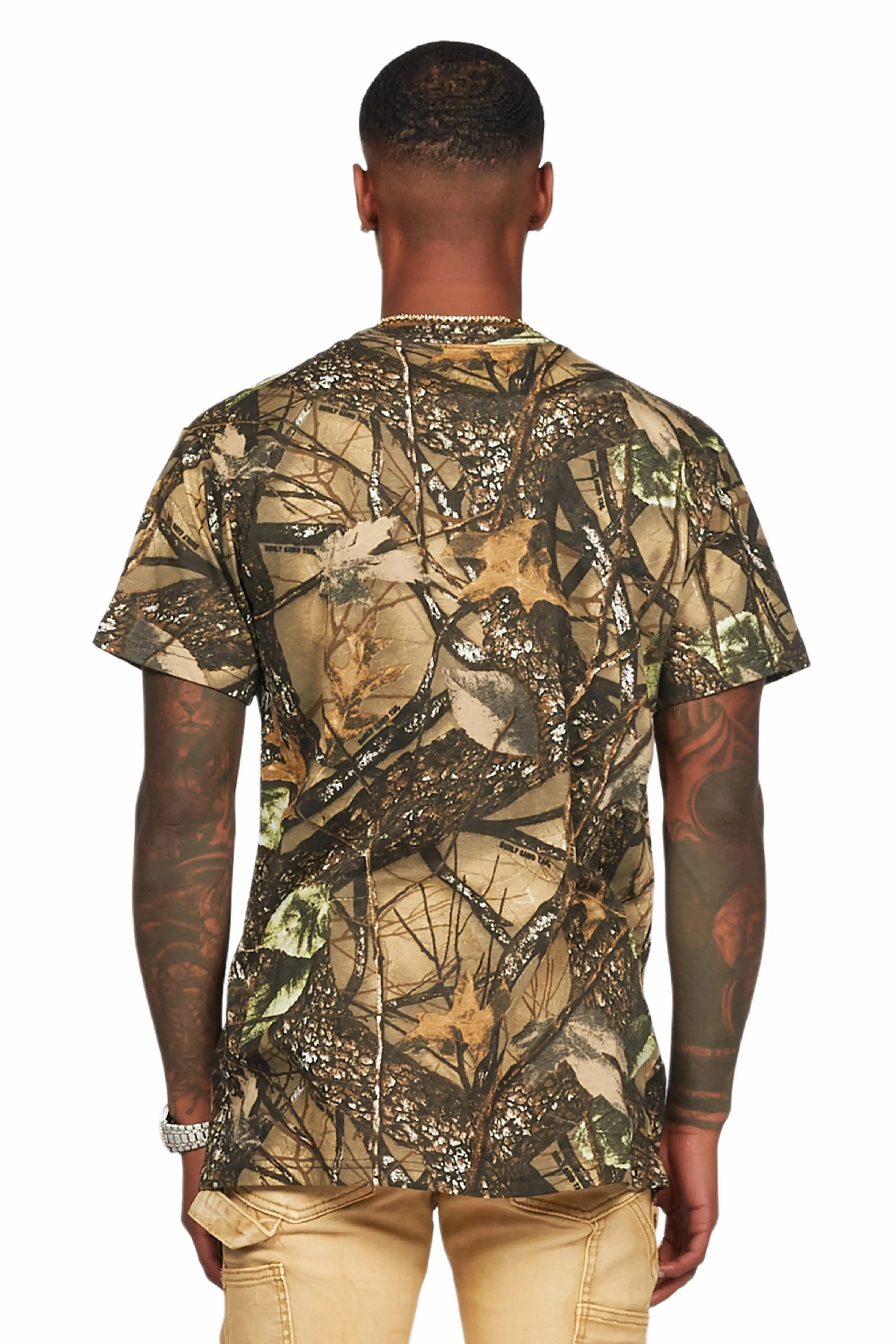 Acko Beige Tree Camo Graphic T-Shirt