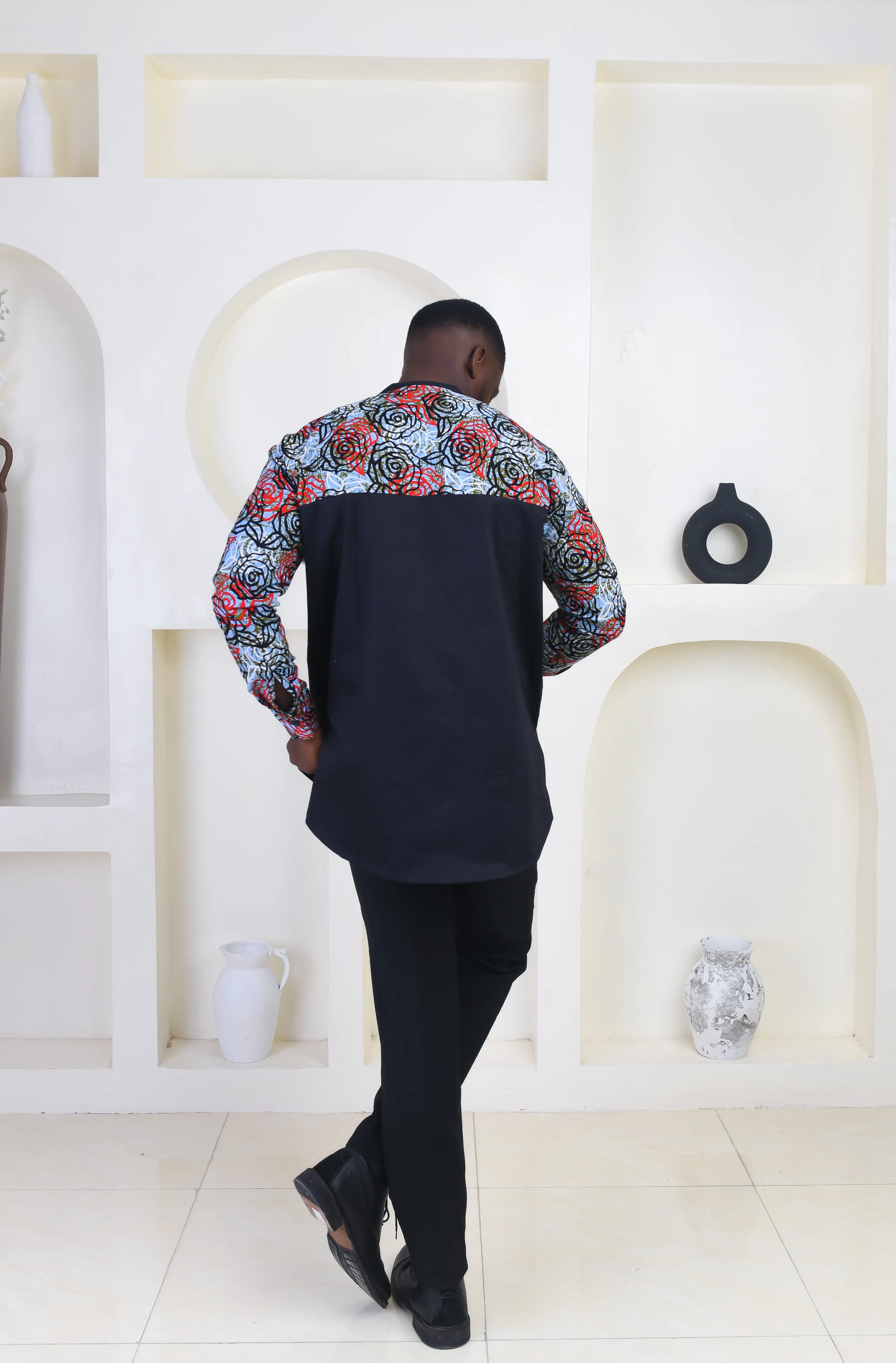 African Print Long Sleeve Kaftan Top for Men - Ifeoluwa