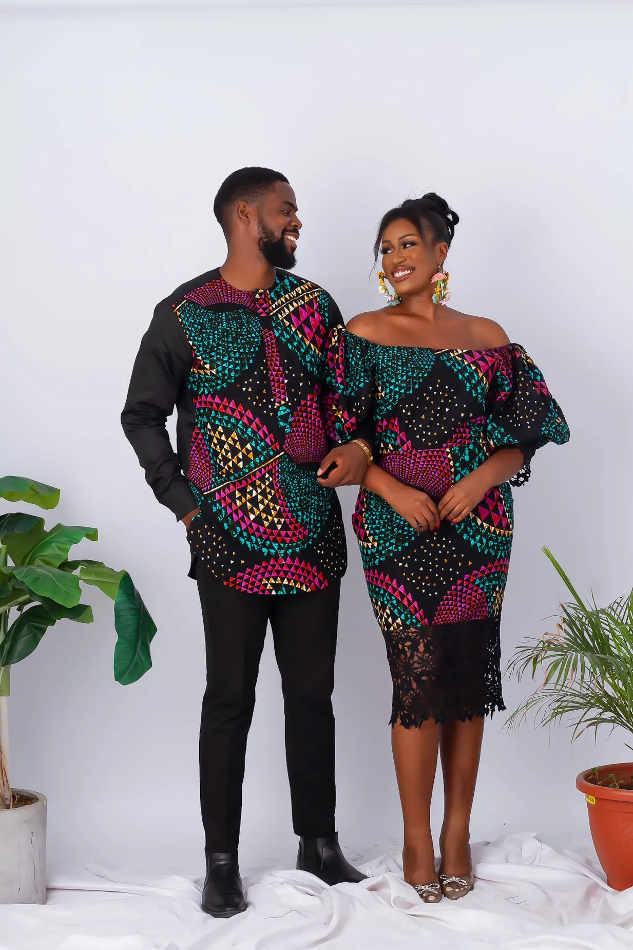 African Print Long Sleeve Kaftan Top for Men - Omar