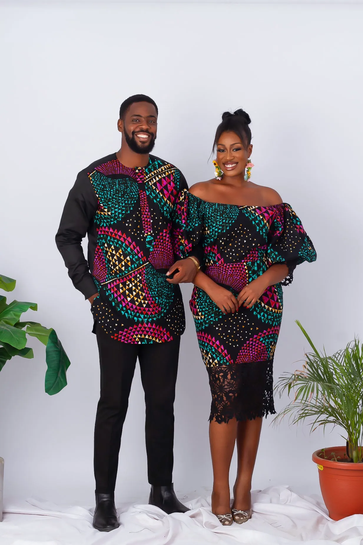 African Print Long Sleeve Kaftan Top for Men - Omar