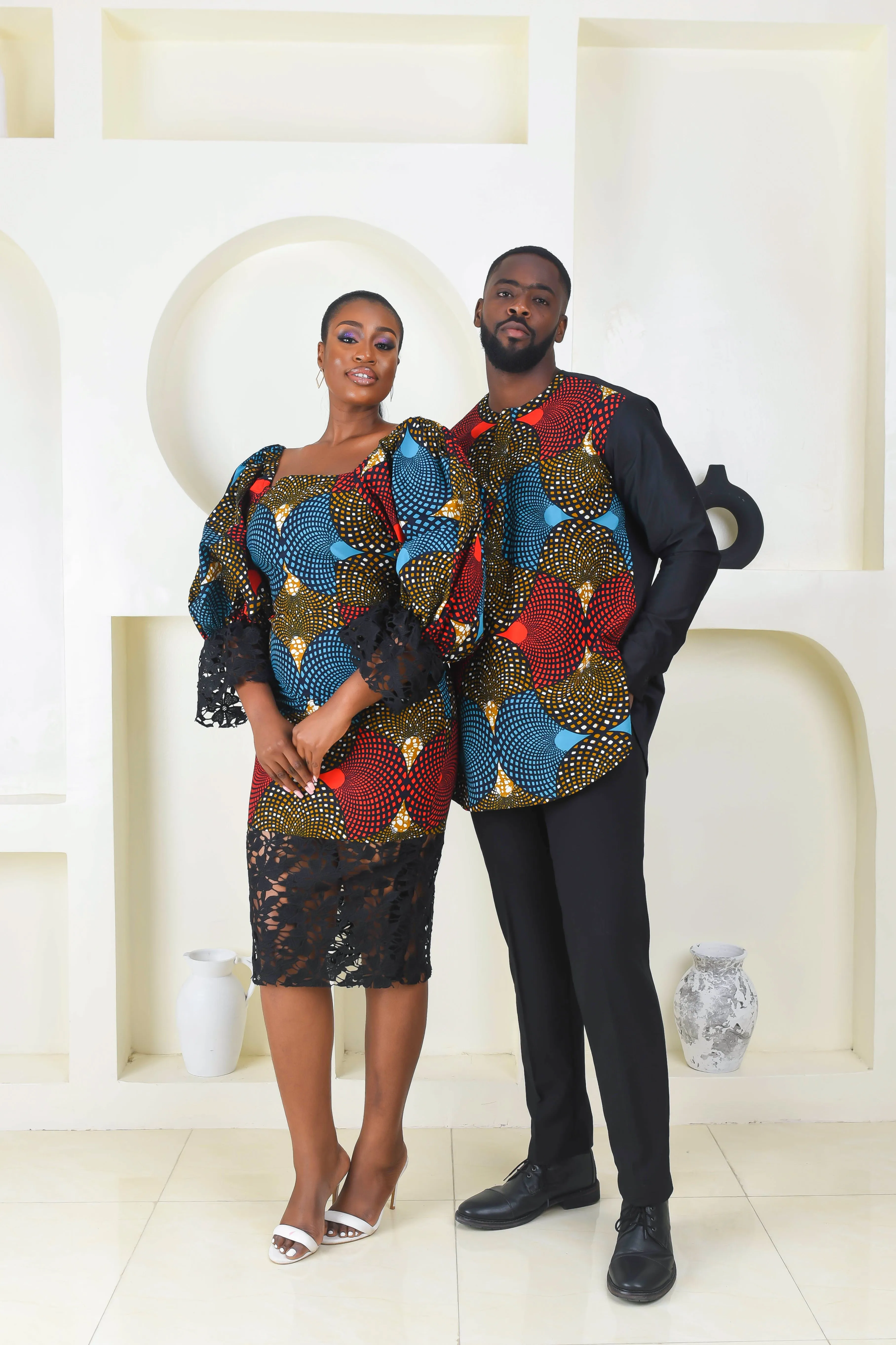 African Print Long Sleeve Kaftan Top for Men - Uzoma