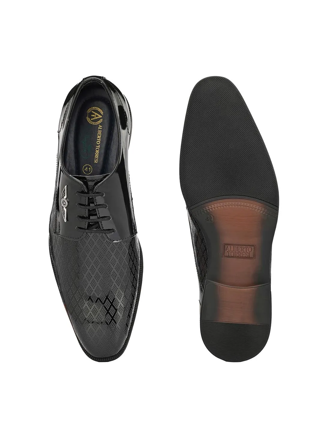 Alberto Torresi Black Patent Synthetic formal Shoes