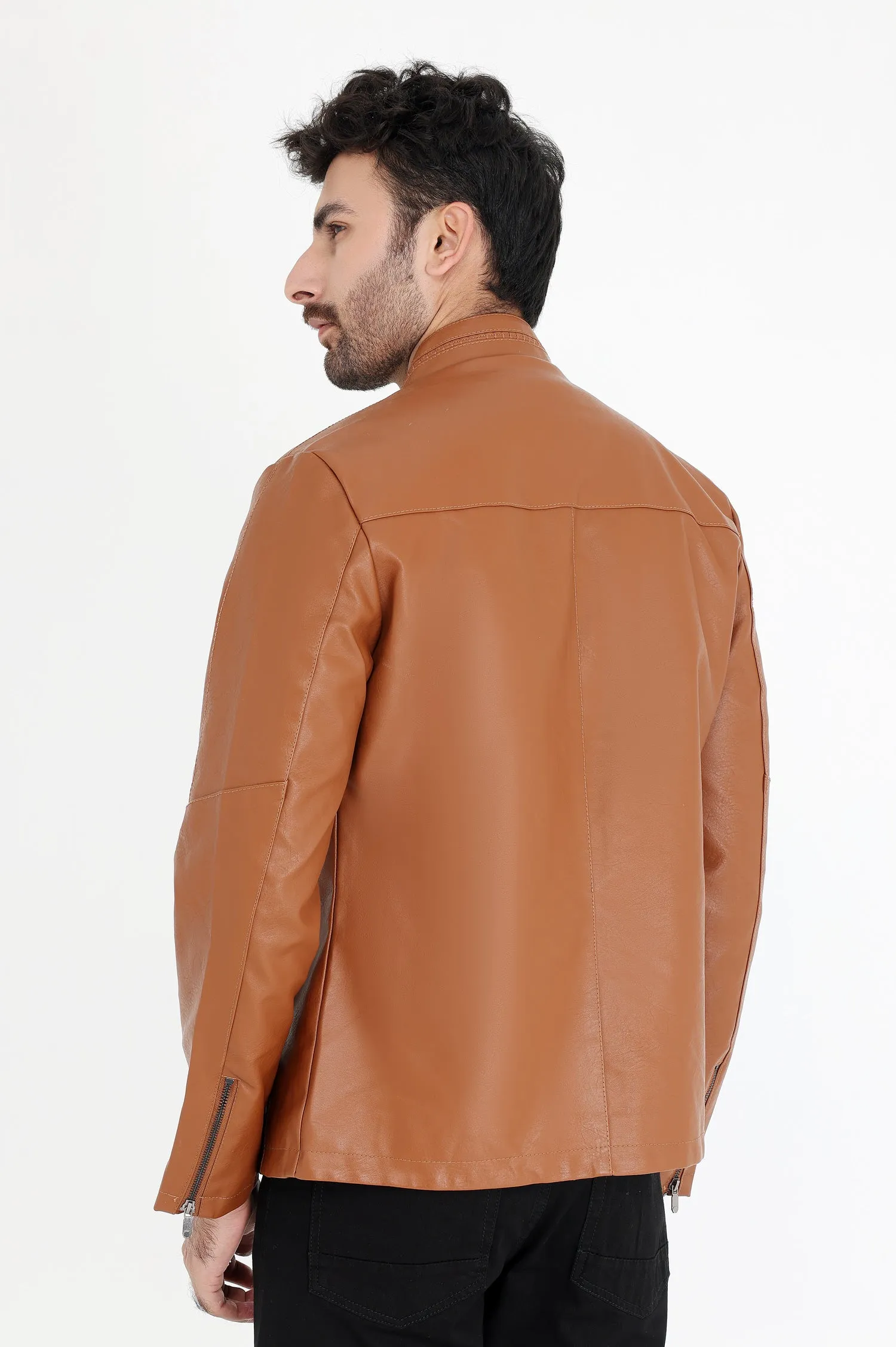 ALMAS URBAN LEATHER JACKET FOR MEN-CAMEL