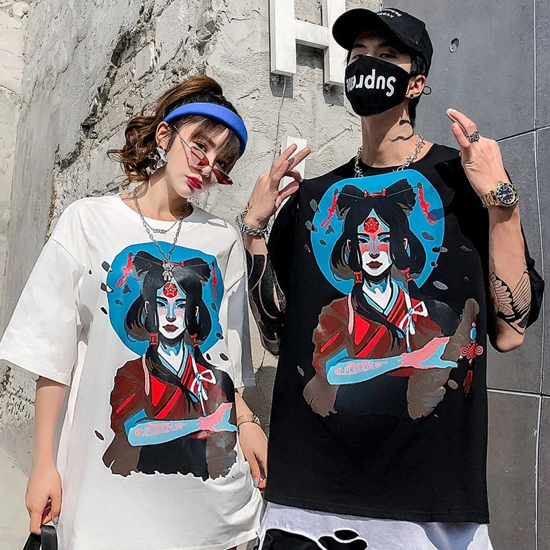 Ancient Girl Chinese Knot Print Men Hip Hop T-Shirts Harajuku Streetwear Summer Tshirt Short Sleeve Cotton Tops Tee