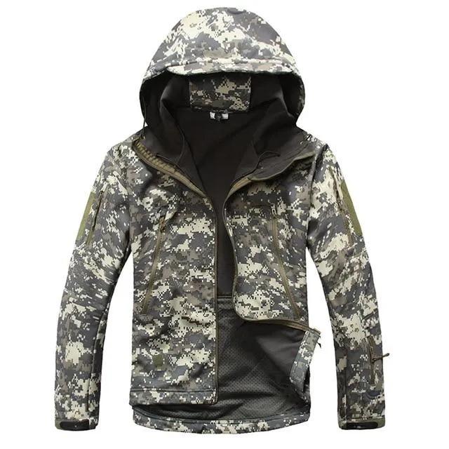 Army Tactical Softshell Fleeced Waterproof Windproof Jacket for Men