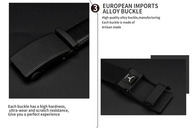 Automatic Ratchet Buckle with Cow Genuine Leather Belts for Men