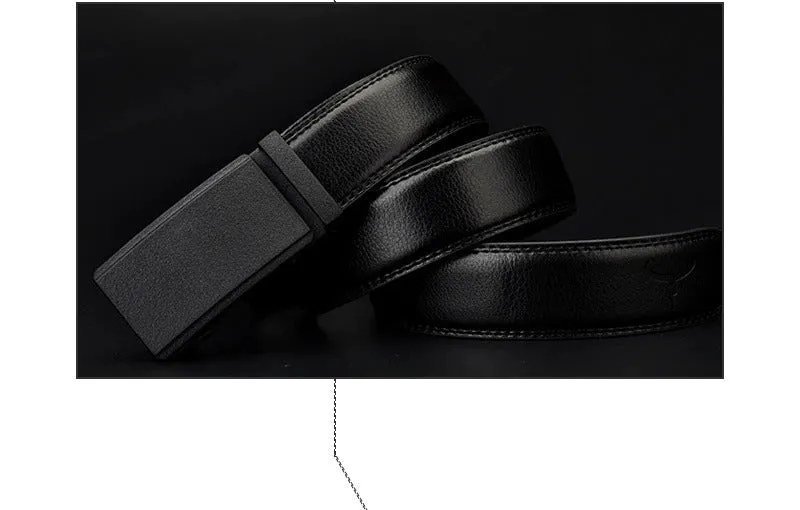 Automatic Ratchet Buckle with Cow Genuine Leather Belts for Men