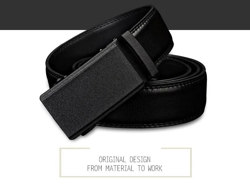 Automatic Ratchet Buckle with Cow Genuine Leather Belts for Men