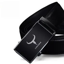 Automatic Ratchet Buckle with Cow Genuine Leather Belts for Men