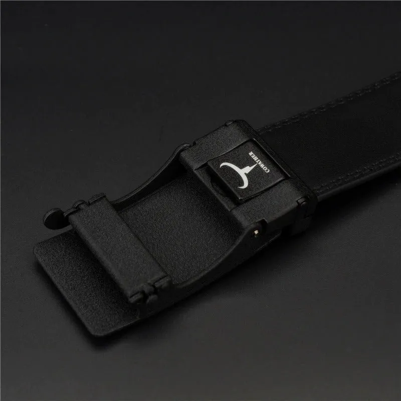 Automatic Ratchet Buckle with Cow Genuine Leather Belts for Men