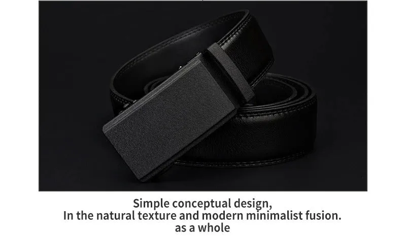 Automatic Ratchet Buckle with Cow Genuine Leather Belts for Men