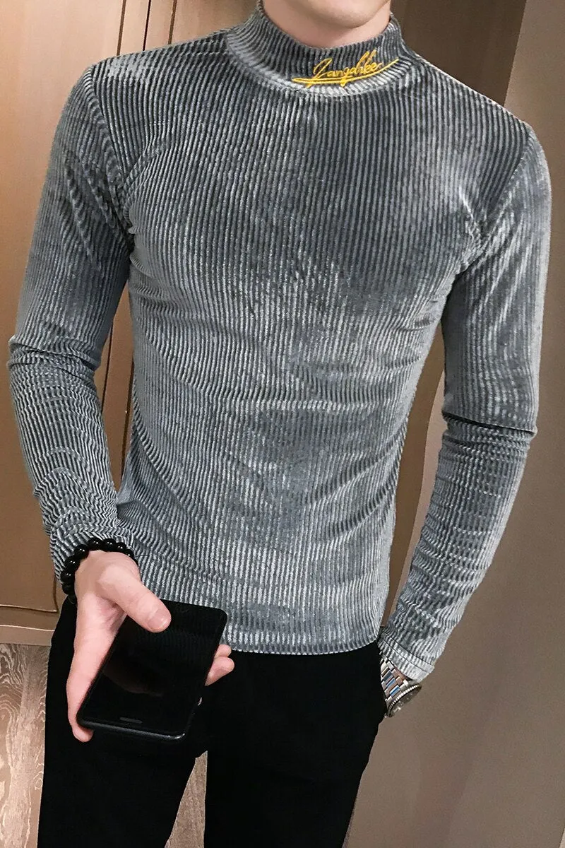 Autumn Casual Men's Knitted Long Sleeves Slim Fit Streetwear T Shirt