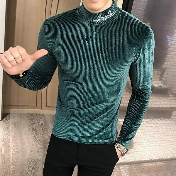 Autumn Casual Men's Knitted Long Sleeves Slim Fit Streetwear T Shirt