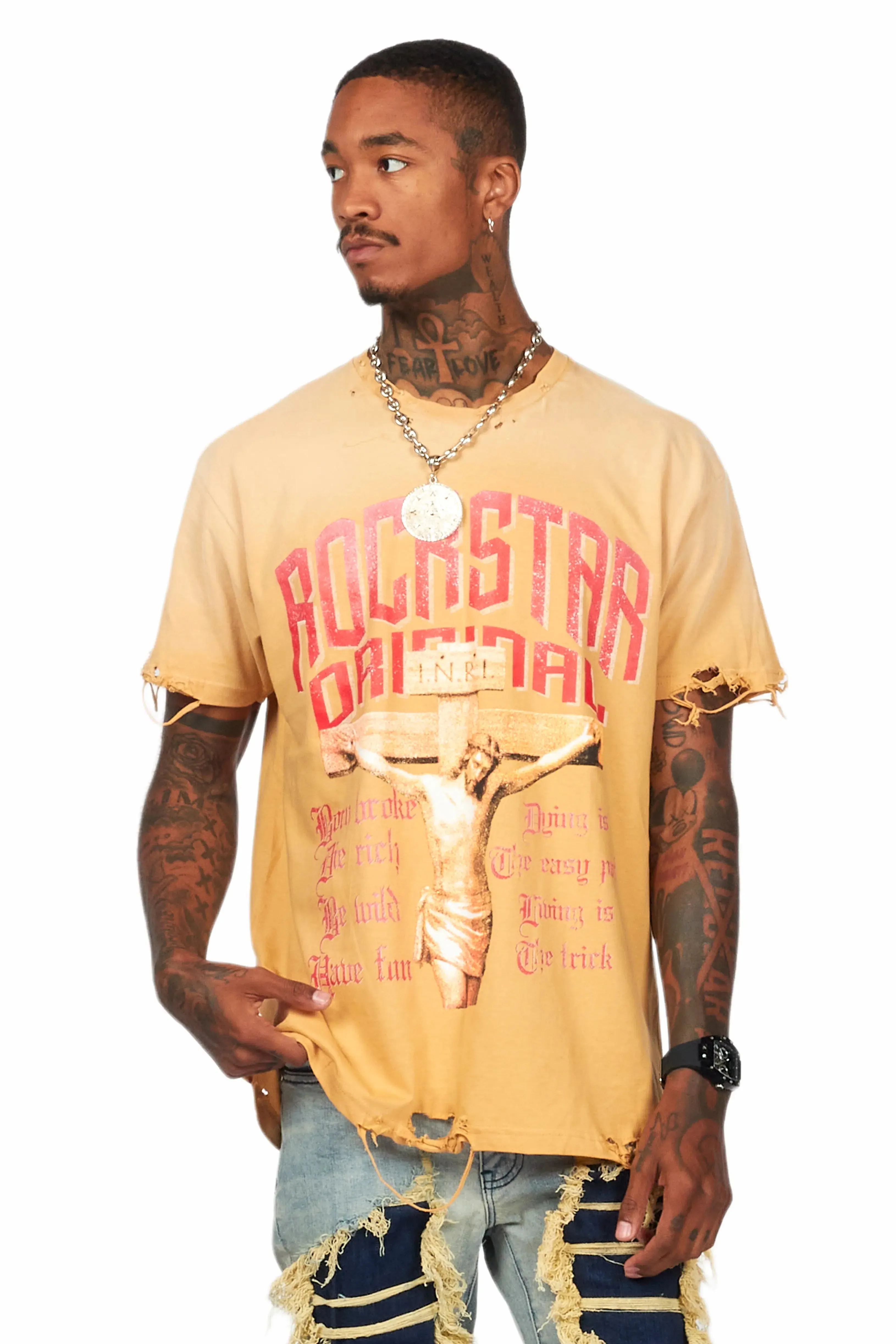 Awready Beige Oversized Graphic T-Shirt