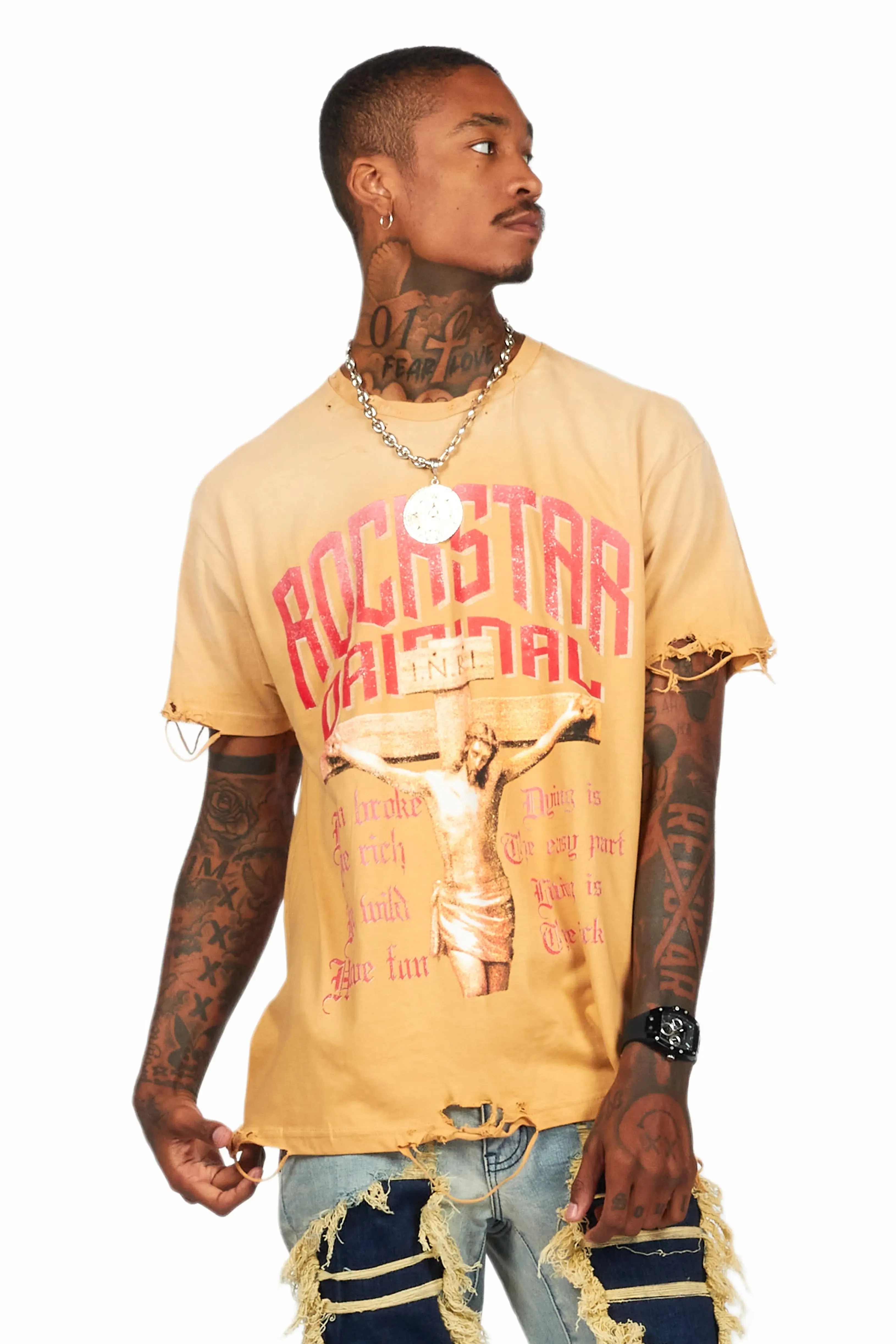 Awready Beige Oversized Graphic T-Shirt