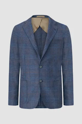 Barba Napoli Blue Checkered Long 2B Blazer