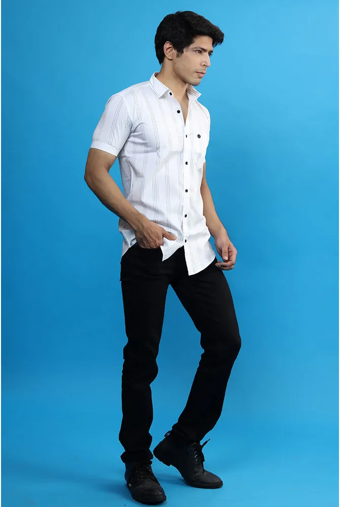 Best White Shirts for Men - Men Casual White Lining Shirt