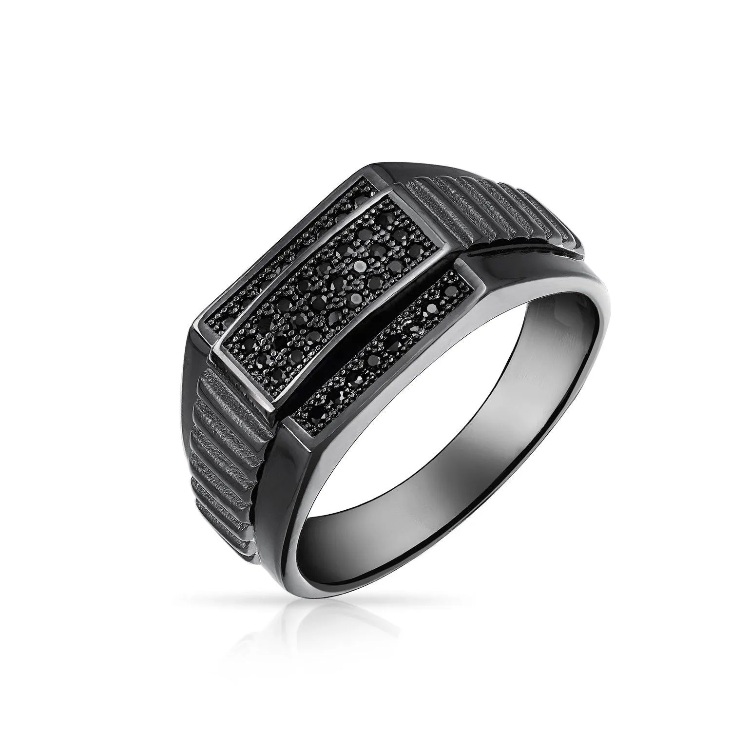 Big Mens Square AAA CZ Engagement Statement Ring .925 Sterling Silver