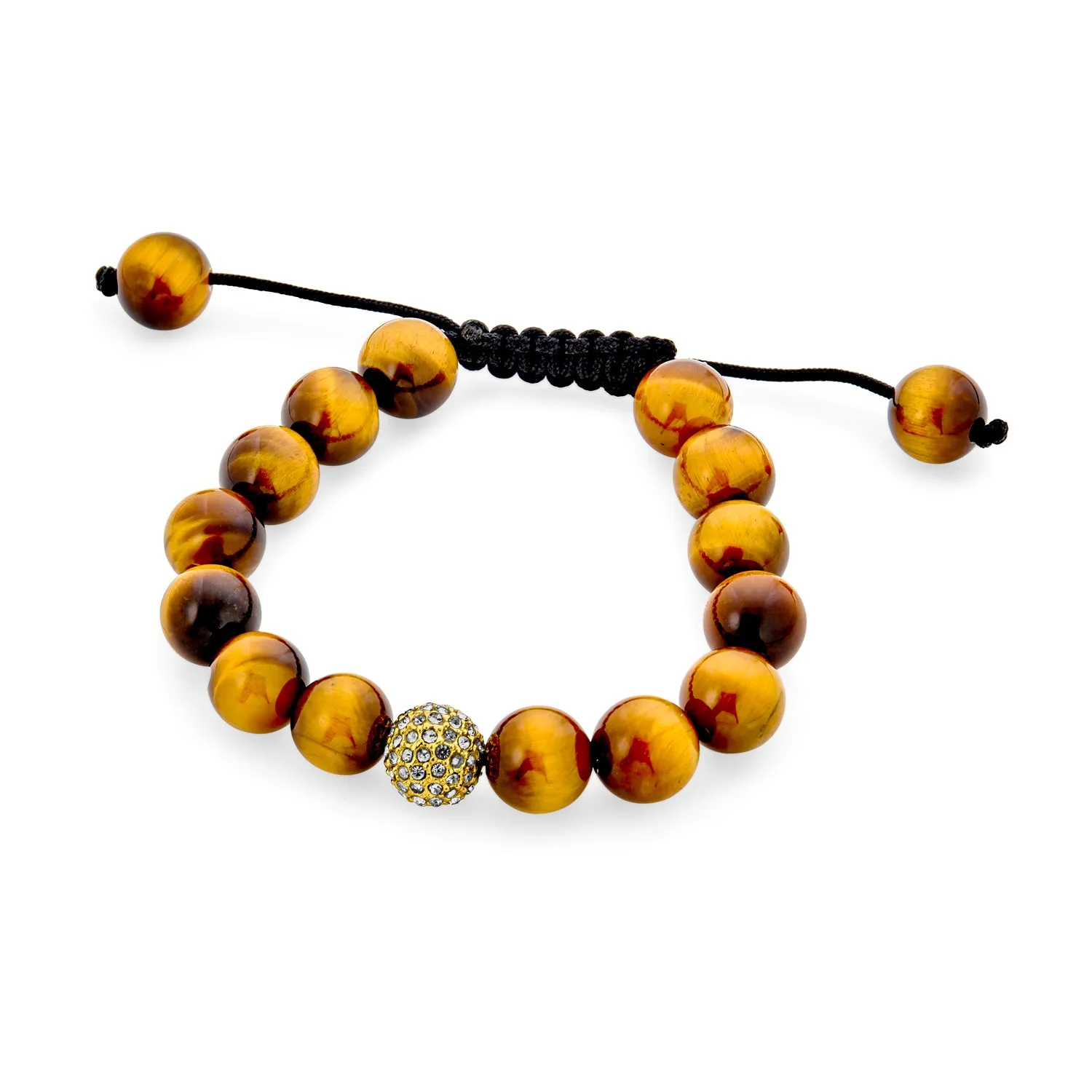 Black Onyx Bead Genuine Tiger Eye Brown Leather Multi Strand Bracelet