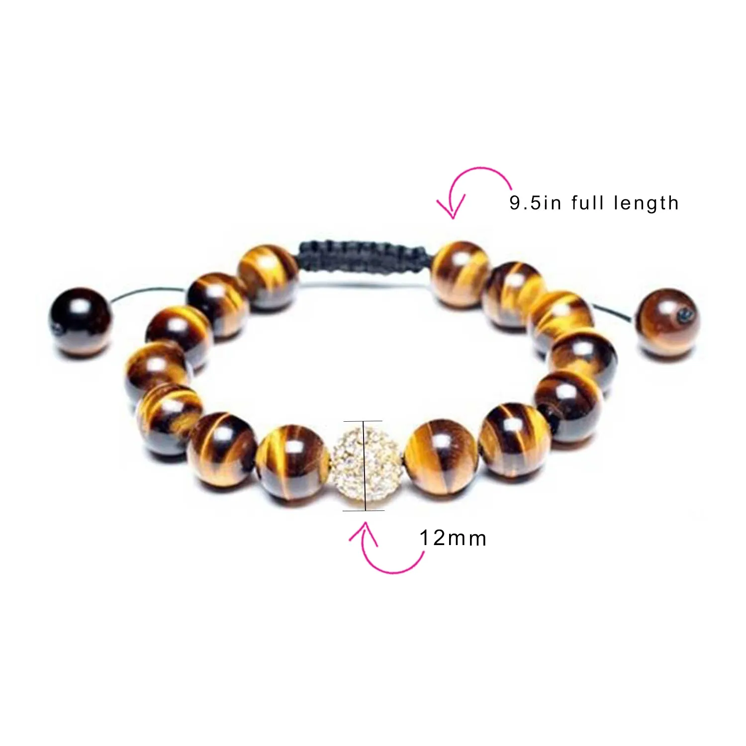 Black Onyx Bead Genuine Tiger Eye Brown Leather Multi Strand Bracelet