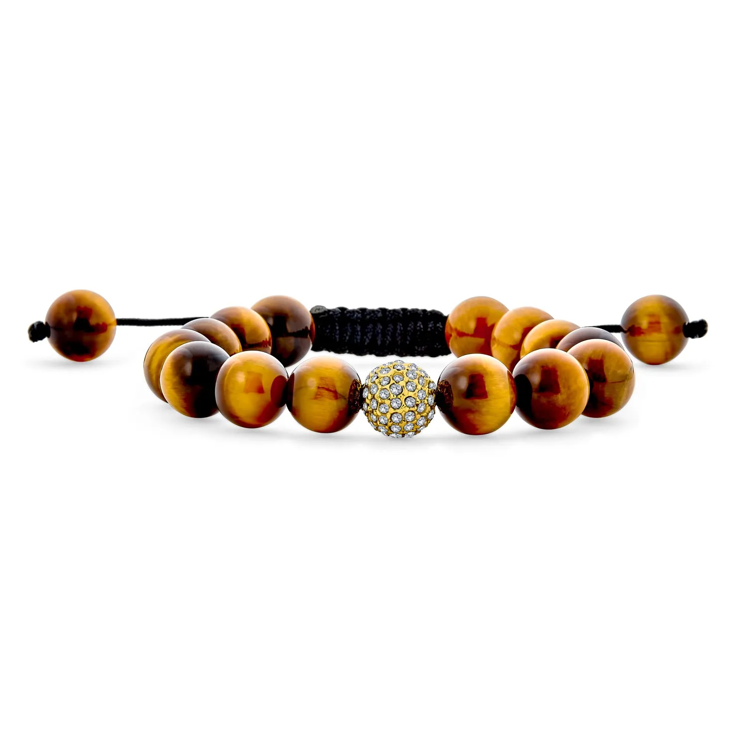 Black Onyx Bead Genuine Tiger Eye Brown Leather Multi Strand Bracelet