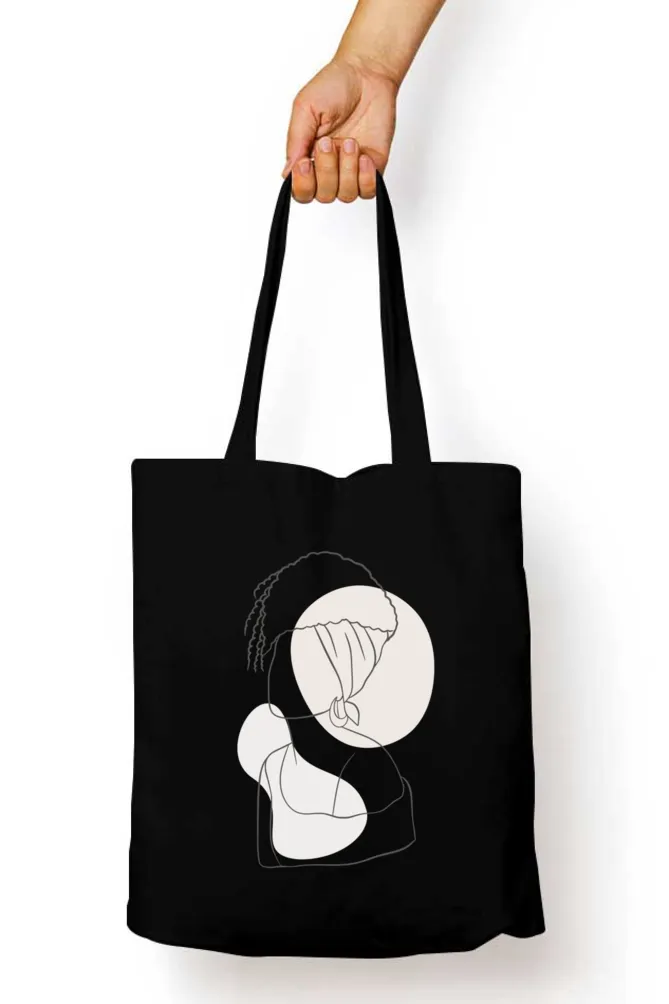 Black/White Aesthetic Tote Bag with Zipper