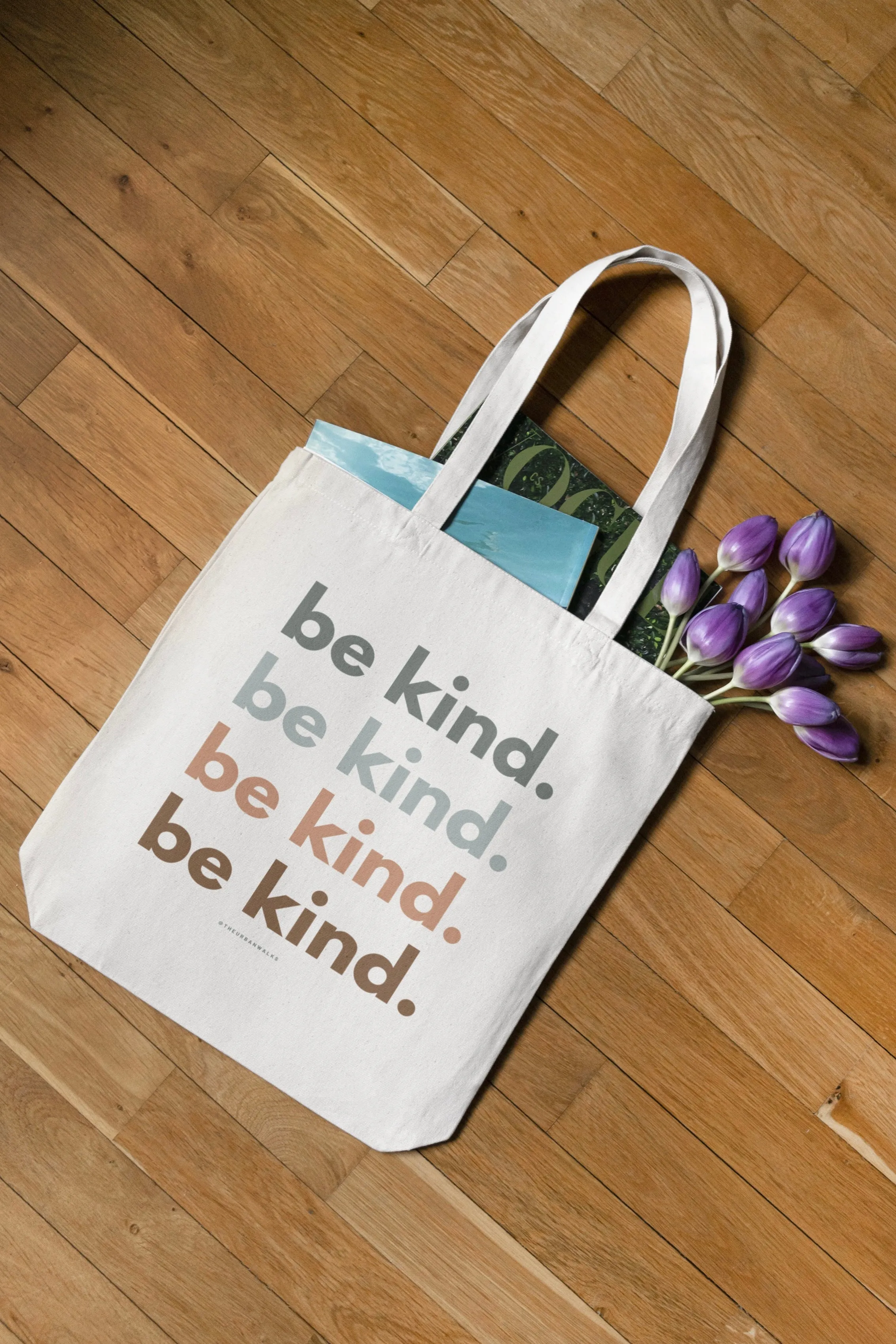 Black/White Be Kind Tote Bag with Zipper