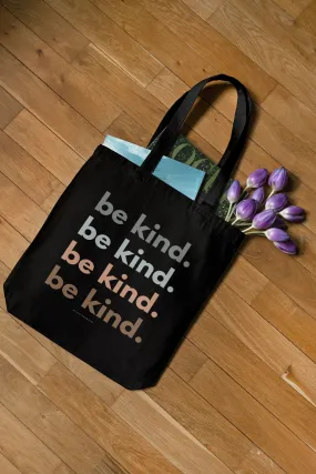 Black/White Be Kind Tote Bag with Zipper