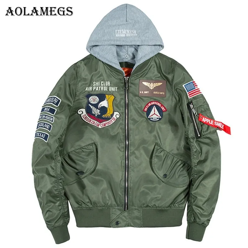 Bomber Men Badge Air Pilot MA-1 Men's Jacket Hip Hop Outwear