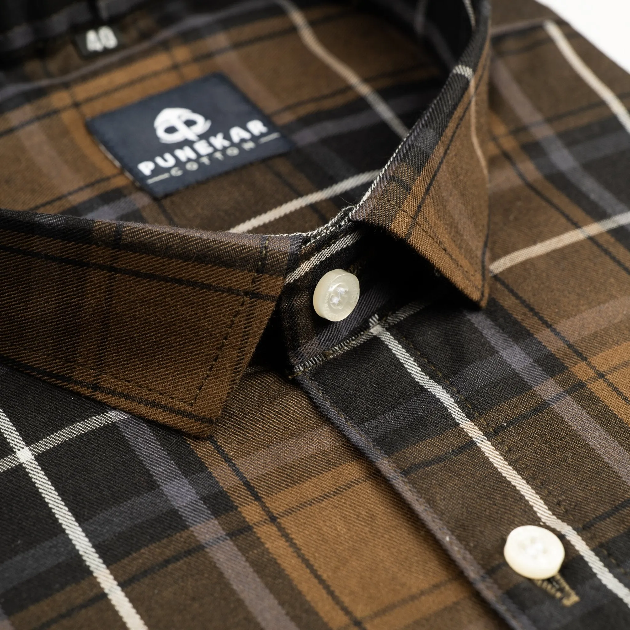 Brown Color Checks Cotton Causal Shirt For Men