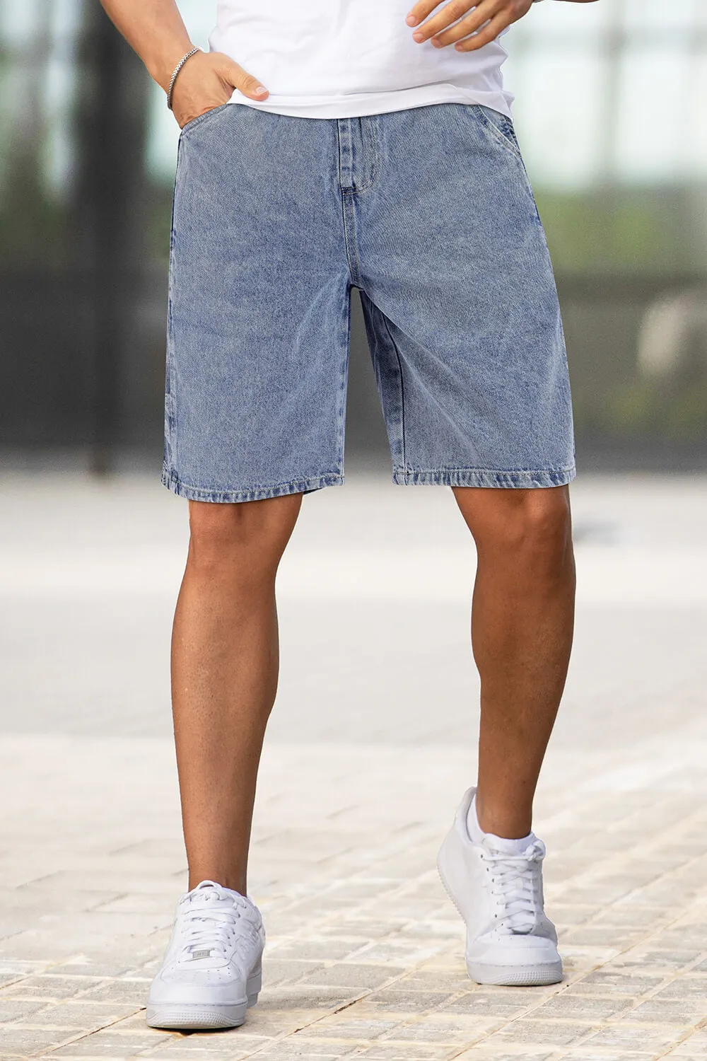 Buy $80 Free Shipping Men's Stretch Denim Short - Light Blue