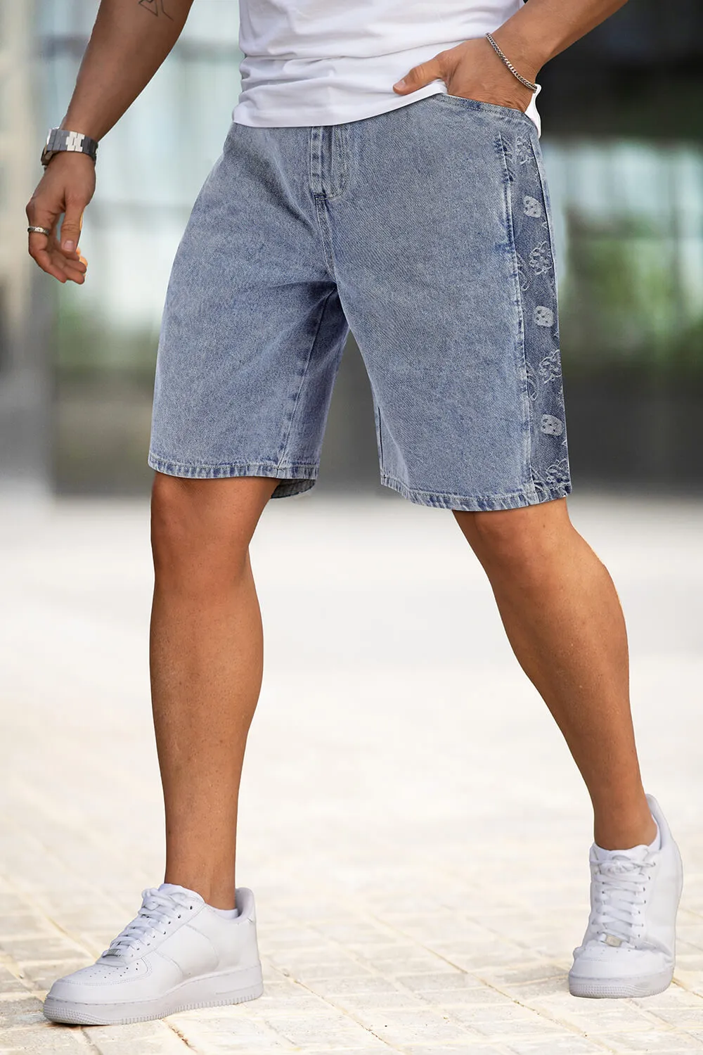 Buy $80 Free Shipping Men's Stretch Denim Short - Light Blue