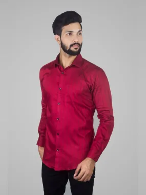 Casual Shirts for Men - Men Pinstripe Button Down Collar Shirt Red