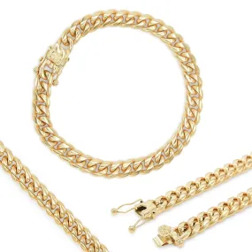 Cuban Link Chain 14K Gold Plated Curb Bracelet 8.5" Stainless Steel Jewelry For Men