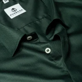 Dark Green Soft Satin Cotton Shirt For Men