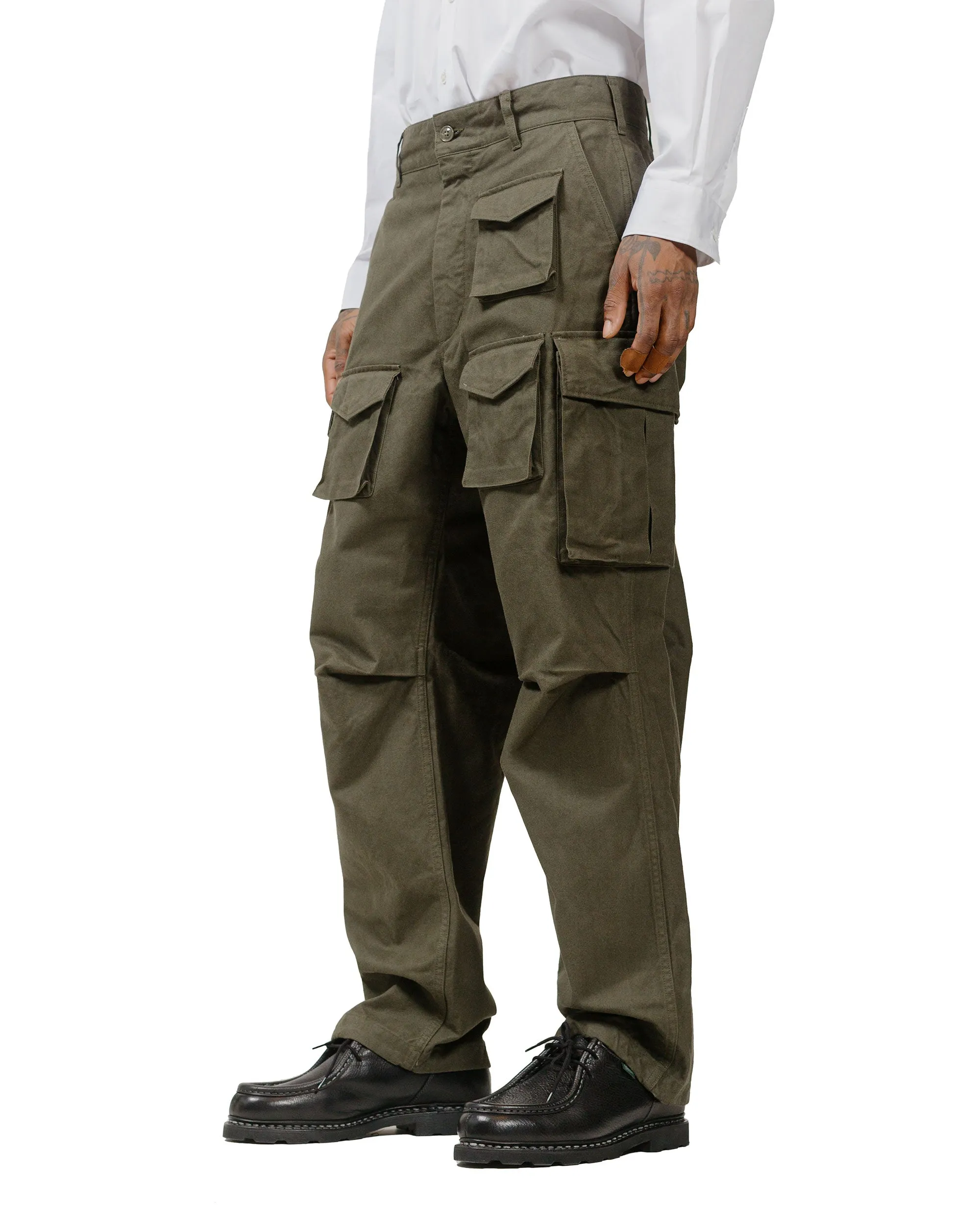 Engineered Garments FA Pant Olive Cotton Brushed Herringbone