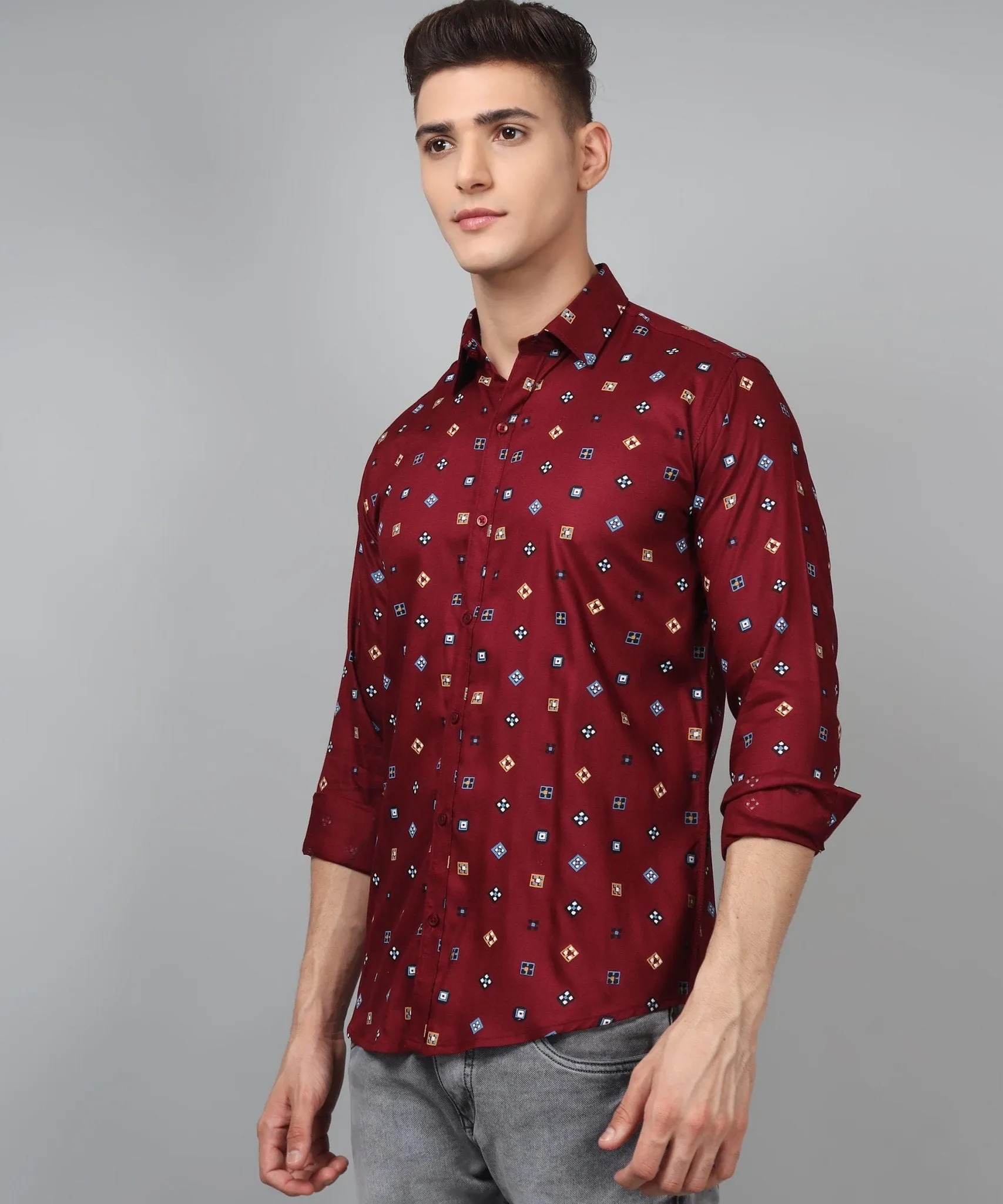 Fancy Trybuy Premium Printed Cotton  Button-Up Shirt for Men