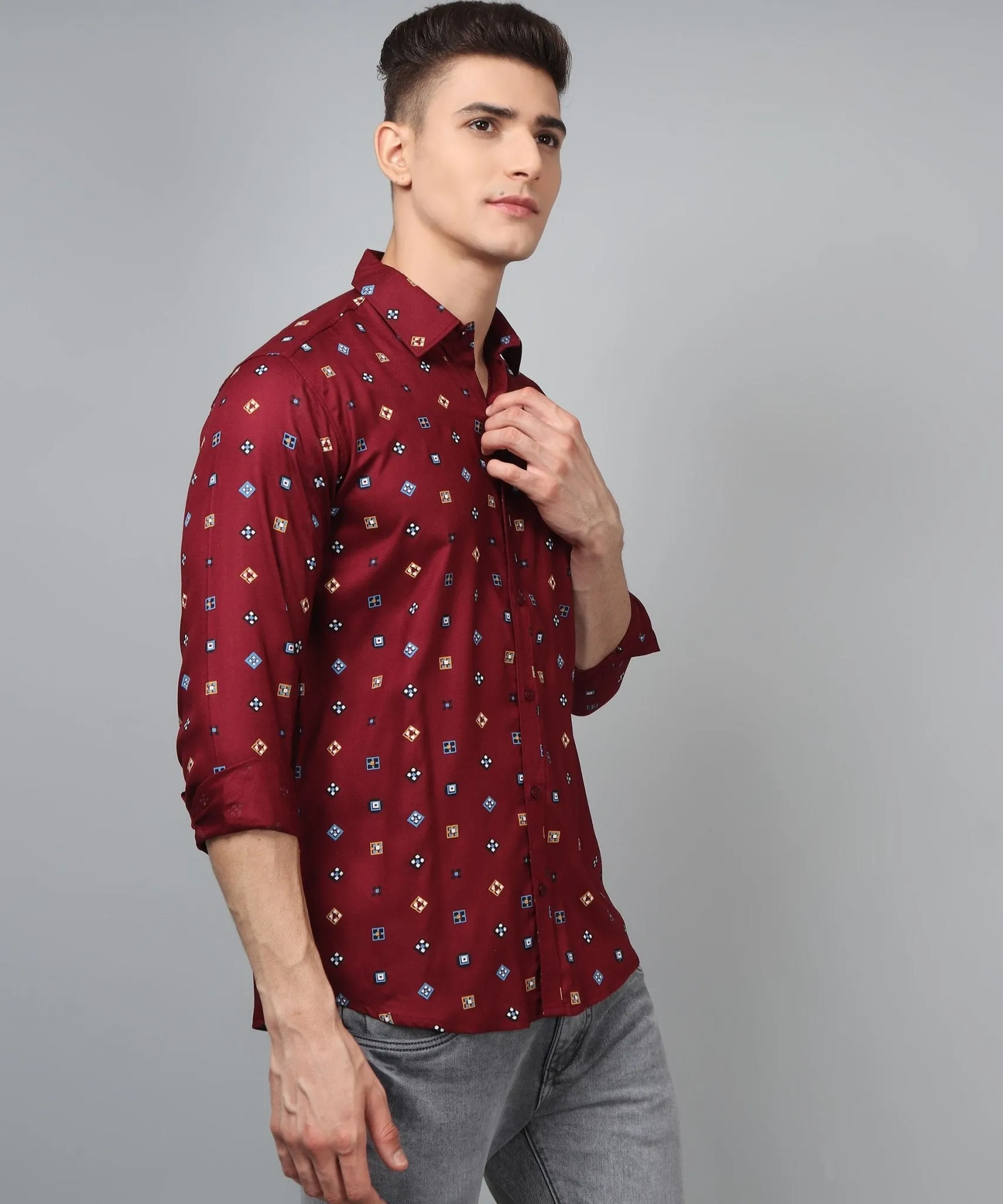 Fancy Trybuy Premium Printed Cotton  Button-Up Shirt for Men