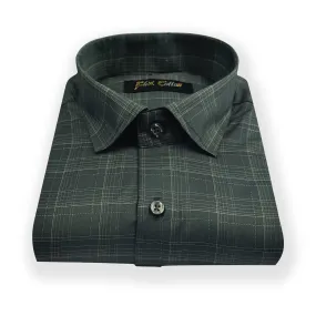 Forest Green Color Poly Cotton Casual Checked Shirt For Men