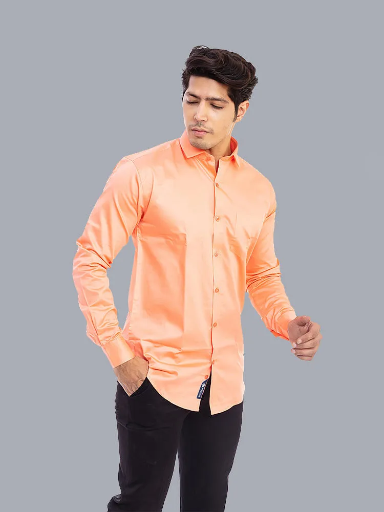 Formal Shirts for Men - Light Orange Solid Formal Men Shirt