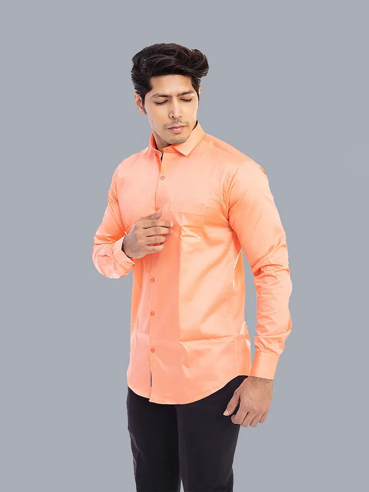 Formal Shirts for Men - Light Orange Solid Formal Men Shirt