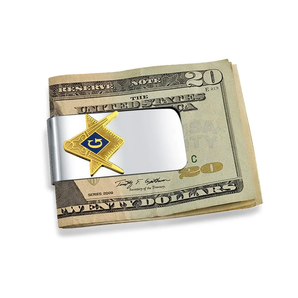 Freemasons Masonic Money Clip Card Holder Gold Plated Stainless Steel